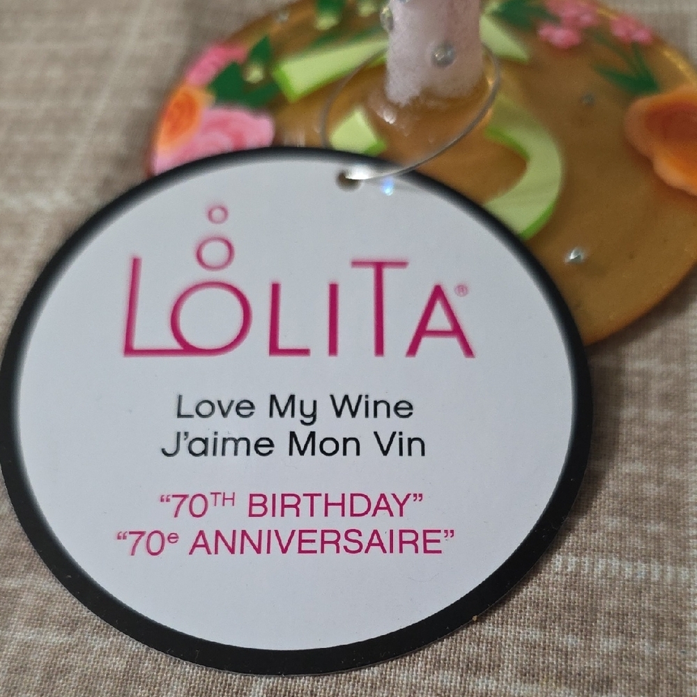 Lolita Happy 70th Birthday Wine Glass - Gold and Pink Accents - Picture 5 of 12